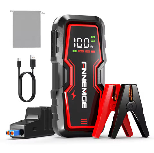 Démarreur de Voiture 6000A – Booster Batterie 12V, pour Véhicules Essence & Diesel Jusqu'à 8.0L